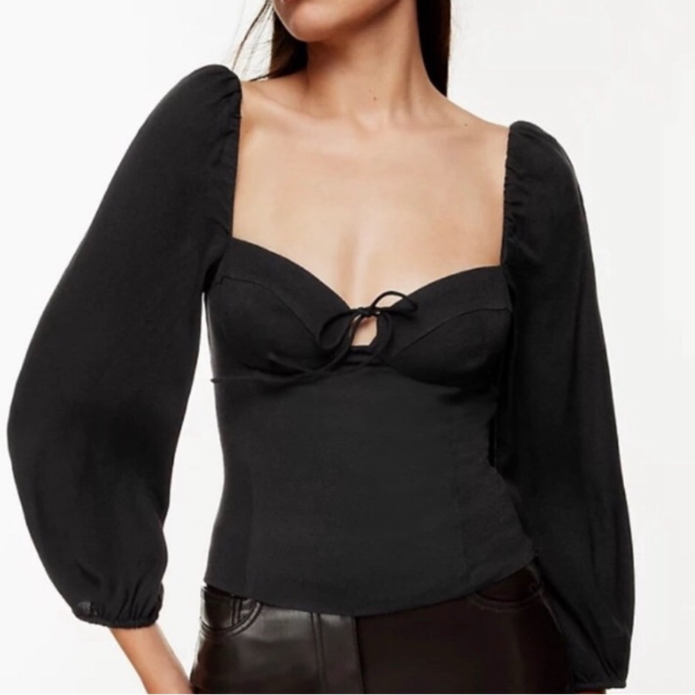 Aritzia Wilfred Novella Long Sleeve Blouse Black Women's Top size 0